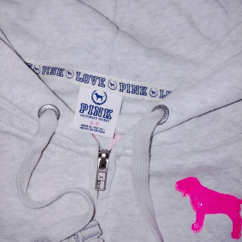 Victoria's Secret Pink Sequin Bling hoodie & shorts set S/XS Y2k vintage RARE! - Picture 5 of 9